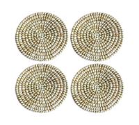 Set di 4 sottobicchieri in paglia Leah da 10 cm, leggeri, naturali ed eleganti,