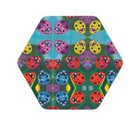 Set di 4 sottobicchieri in pelle avanzata con coccinella colorata, multiforme, resistenti al calore e alle macchie, per uso in cucina