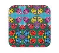 Set di 4 sottobicchieri in pelle avanzata con coccinella colorata, multiforme, resistenti al calore e alle macchie, per uso in cucina