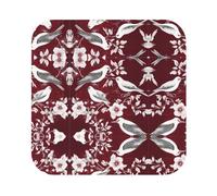 Set di 4 sottobicchieri in pelle avanzati con incisione botanica e motivo floreale, multiforme, resistenti al calore e alle macchie, per uso in cucina.