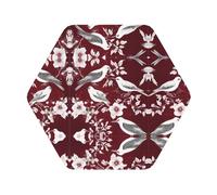 Set di 4 sottobicchieri in pelle avanzati con incisione botanica e motivo floreale, multiforme, resistenti al calore e alle macchie, per uso in cucina.