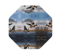 Set di 4 sottobicchieri in pelle avanzati con motivo "Caccia alle anatre selvatiche volanti", multiforme, resistenti al calore e alle macchie, per uso in cucina