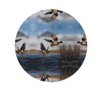 Set di 4 sottobicchieri in pelle avanzati con motivo "Caccia alle anatre selvatiche volanti", multiforme, resistenti al calore e alle macchie, per uso in cucina