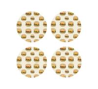 Set di 4 sottobicchieri in pelle con simpatica stampa cheeseburger, leggeri e ideali per la scrivania.