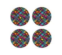 Set di 4 sottobicchieri in pelle con stampa di frutta tropicale, leggeri e ideali per la scrivania.