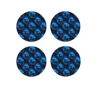 Set di 4 sottobicchieri in pelle - Sottobicchieri leggeri da scrivania con stampa testa di e fiamma blu, leggeri e ideali per bevande.