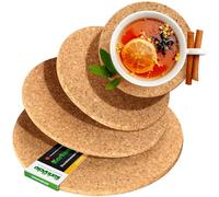 Set di 4 sottobicchieri in sughero | 4 sottobicchieri in diverse dimensioni | 15 cm, 20 cm, 25 cm, 30 cm | Made in Portogallo