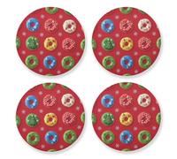 Set di 4 sottobicchieri natalizi colorati a forma di ciambella con fiocco di neve per bevande, set da 4 pezzi con treppiede in sughero, cuscinetto termico per la decorazione della casa, idee regalo