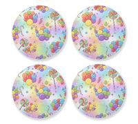 Set di 4 sottobicchieri natalizi colorati con motivo a palloncini, per assorbire bevande, bordo in sughero, per tè, isolanti per tipi, tazze, birra, caffè