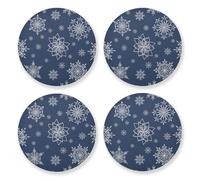 Set di 4 sottobicchieri natalizi con fiocchi di neve bianchi blu navy per bevande assorbenti in sughero tovagliette da cucina cuscinetti caldi per la decorazione della casa grandi idee regalo