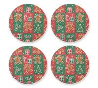 Set di 4 sottobicchieri natalizi verdi e rossi per bevande con base in sughero, tovagliette per la decorazione della casa, ottime idee regalo