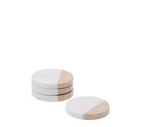 Set di 4 sottobicchieri Nivol in marmo bianco e nero e travertino