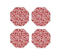 Set di 4 sottobicchieri ottagonali in pelle, leggeri, a forma di cuore, per scrivania, anti-scottature, per decorare la tavola dell'ufficio