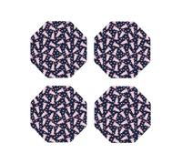 Set di 4 sottobicchieri ottagonali in pelle, leggeri e carini in stile cartone animato rosa Axolotl a forma di cuore, per scrivania, anti-scottature, per decorare la tavola dell'ufficio
