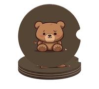 Set di 4 sottobicchieri per auto, antiscivolo, universali, con motivo orso carino, 6,6 cm, unisex, 4 pezzi
