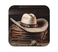Set di 4 sottobicchieri per bevande, con cappello da rodeo americano West Rodeo per bevande, in pelle, assorbenti, resistenti al calore, tappetini per tazze da caffè, regali di inaugurazione della