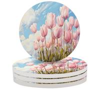 Set di 4 sottobicchieri per bevande con motivo, ano, nuvola e cielo, in ceramica assorbente con base in sughero, per proteggere i bicchieri da caffè e tè.