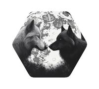 Set di 4 sottobicchieri per bevande, motivo: lupi amano sotto la luna, sottobicchieri con animali selvatici per bevande, in pelle, assorbenti, resistenti al calore, tappetini per tazze da caffè