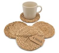 Set di 4 sottobicchieri per bicchieri, sottobicchieri, sottobicchieri, sottobicchieri, rotondi, Ø 10 cm, realizzati a mano in corda di iuta