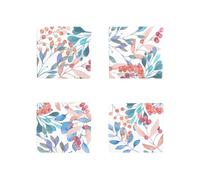 Set di 4 Sottobicchieri per Cucina e Bar con Decorazione Floreale - Sottobicchieri per Calici e Bicchieri in Vetro per Protezione delle Superfici, in Ceramica, 10x10cm