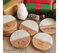 Set di 4 sottobicchieri personalizzati, regali personalizzati per lei, regalo di matrimonio, sottobicchieri personalizzati in legno e marmo, regalo di fidanzamento, regali per il riscaldamento della c