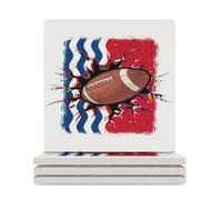 Set di 4 sottobicchieri quadrati in ceramica, con palla da rugby e Kiribati, per proteggere il tavolo, il tavolino da caffè, l'ufficio, la casa, idea regalo per l'inaugurazione della casa