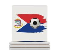 Set di 4 sottobicchieri quadrati in ceramica, tema calcio, per proteggere il tavolo, il tavolino da caffè, l'ufficio, la casa, idea regalo per l'inaugurazione della casa