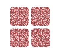 Set di 4 sottobicchieri quadrati in pelle, leggeri, a forma di cuore, per scrivania, anti-scottature, per decorare la tavola dell'ufficio