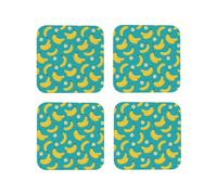 Set di 4 sottobicchieri quadrati in pelle, leggeri, graziosi sottobicchieri per bevande blu ghiaccio a banana, per scrivania, anti-scottature, per decorare la tavola dell'ufficio