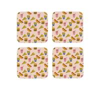 Set di 4 sottobicchieri quadrati in pelle, leggeri, per hamburger, pizza, coca cola, sottobicchieri, per scrivania, anti-scottature, per decorare la tavola dell'ufficio