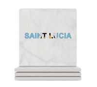Set di 4 sottobicchieri quadrati per bevande, in ceramica assorbente Saint Lucia, adatti per tipi di tazze