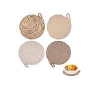 Set di 4 sottobicchieri resistenti al calore per piatti caldi, sottobicchieri rotondi in cotone intrecciato