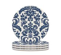 Set di 4 sottobicchieri rotondi in ceramica, con stampa di leone blu, per proteggere il tavolo, il tavolino da caffè, l'ufficio, la casa, idea regalo