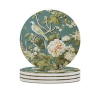 Set di 4 sottobicchieri rotondi in ceramica, motivo pagoda da giardino, colore verde, per proteggere il tavolo, il tavolino da caffè, l'ufficio, la casa, idea regalo per l'inaugurazione della casa