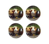 Set di 4 sottobicchieri rotondi in pelle a forma di porcellini d'India divertenti per bevande, assorbenti, tazze con supporto, resistenti al calore, sottobicchieri per tazze da caffè, per cucina e uf