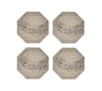 Set di 4 sottobicchieri rotondi in pelle con note musicali, assorbenti, con supporto, resistenti al calore, per cucina e ufficio.