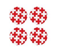 Set di 4 sottobicchieri rotondi in pelle, leggeri con croce rossa, 1 sottobicchiere per scrivania, anti-scottature, per decorare la tavola dell'ufficio