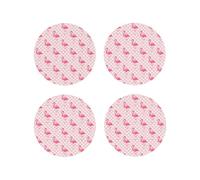 Set di 4 sottobicchieri rotondi in pelle, leggeri e carini con fenicottero con cuore, per scrivania, anti-scottature, per decorare la tavola dell'ufficio