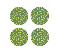Set di 4 sottobicchieri rotondi in pelle, leggeri, gialli maturi, banane, per scrivania, anti-scottature, per decorare la tavola dell'ufficio