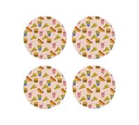 Set di 4 sottobicchieri rotondi in pelle, leggeri, per hamburger, pizza, coca cola, sottobicchieri, per scrivania, anti-scottature, per decorare la tavola dell'ufficio