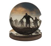 Set di 4 sottobicchieri universali antiscivolo per auto con molti zombie, 6,6 cm, set di accessori per interni dell'auto, unisex