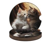 Set di 4 sottobicchieri universali antiscivolo per auto, con scritta "Cat Kiss", 6,6 cm, accessori per interni dell'auto, unisex