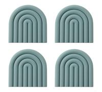 Set di 4 sottopentola in silicone per pentole calde, con tappetini resistenti al calore, evitano danni al calore sulle superfici, utensile da cucina multiuso (grigio e blu)