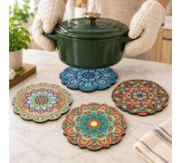 Set di 4 sottopentola per piatti caldi, resistenti al calore, per bancone della cucina, tavolo, elementi essenziali per la casa, antimacchia, per pentole e padelle calde, 15 cm