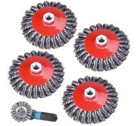 Set di 4 spazzole metalliche per smerigliatrice angolare, M14, 125 mm, per smerigliatrice angolare, smerigliatrice angolare, spazzola a tazza, smerigliatrice angolare, spazzola metallica per