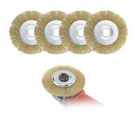 Set di 4 spazzole rotonde, SpazzolaOttone Metallica,SpazzoleInOttone per Trapano,Spazzolaadisco in filo metallico,Spazzola circolare disco fili acciaio,Spazzola Per Giunti Metallici