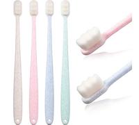 Set di 4 spazzolini da denti extra morbidi 20000 setole micro nano spazzolino da denti per gengive fragili adulti bambini (blu, verde, rosa, beige)