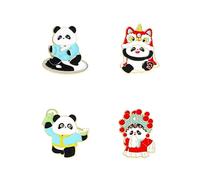 Set di 4 spille a forma di panda e kung fu, per zaini, vestiti e cappelli, accessori per donne, ragazze, regalo di compleanno, 4Pcs, Metallo