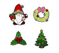 Set di 4 spille assortite a forma di albero di Natale, con strass intarsiati, per feste e per tutti i giorni