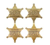 Set di 4 spille da sceriffo a stella, 2 sceriffo e 2 distintivi per sceriffo occidentale vintage blu antico, spille in metallo per adulti, accessori per costume da polizia da cowboy, bomboniere per
